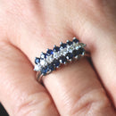 18ct white gold sapphire and diamond three row ring