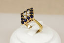 Beautiful Sterling Silver Gilt Sapphire & Crystal Statement Ring