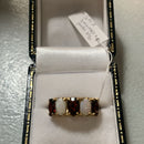 9ct Gold Opal and Garnet Ring - (Slight Nibble To One Stone)
