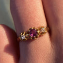 Antique 18ct Ruby Old Cut Diamond Three Stone Ring