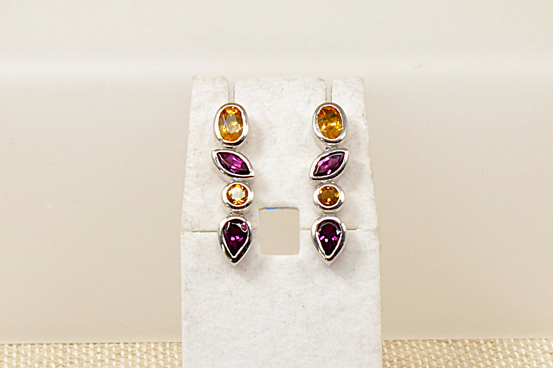 Silver & Multi Gem Earrings