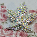 Vintage Rhinestone Maple Leaf Brooch