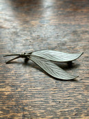 Modern Mid Century Norwegian Ivar T Holmsen Sterling Silver White Enamel Leaf Brooch