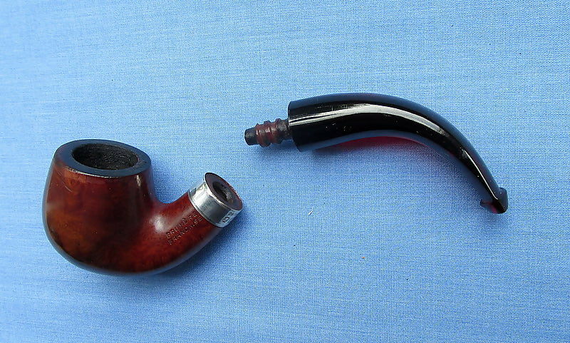 Antique Miniature Briar Smoking Pipe/Bruyere Francaise/Silver Collar/Cased