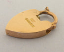 Edwardian Solid 9ct 9k Yellow Gold Heart Padlock Clasp Charm Pendant Bir 1908