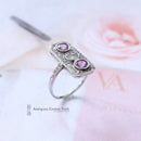 Art Deco Platinum Pink Sapphire & Diamond Ring