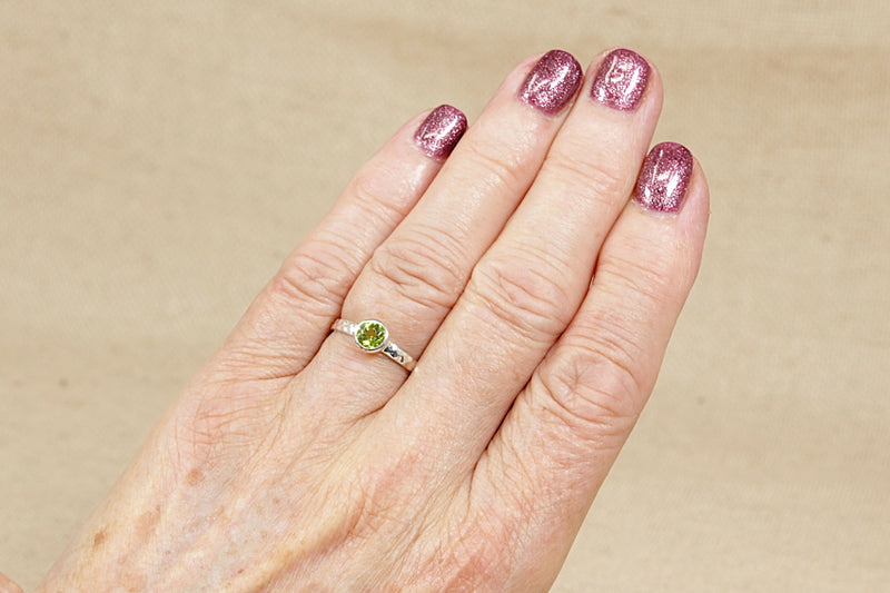 Silver & Peridot Solitaire Ring