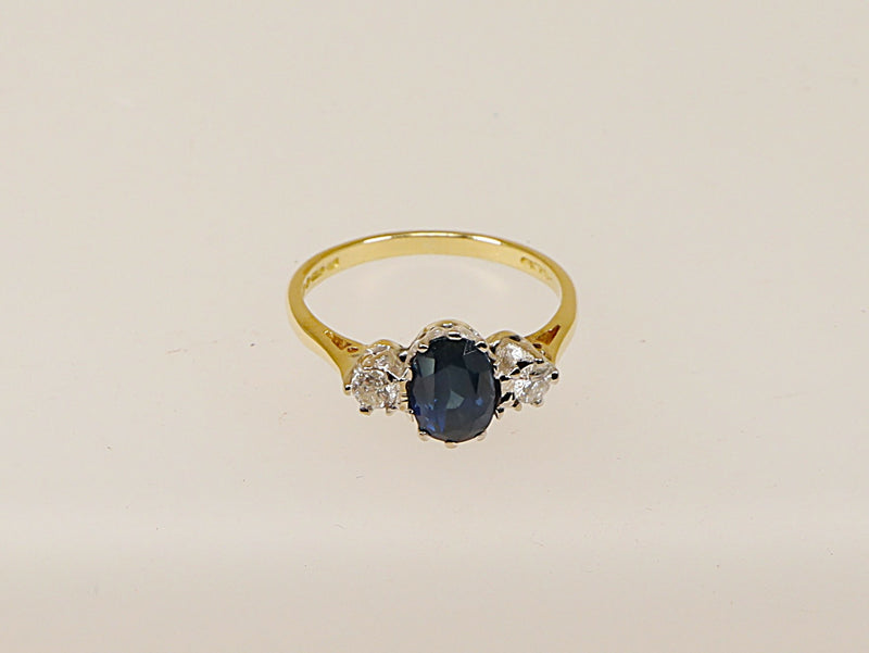 18ct Gold Sapphire and Diamond Trilogy Ring