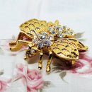 Gold Tone & Faux Diamond Bee Brooch
