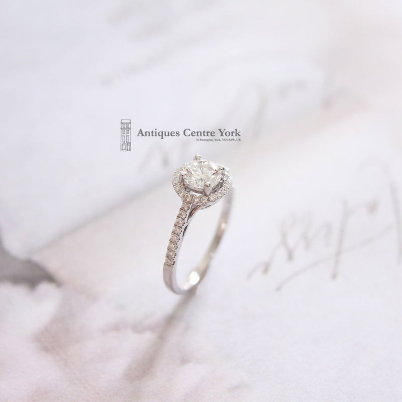 18ct White Diamond Halo Cluster Ring 0.64ct
