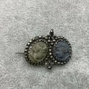 19th Century Silver Lava Cameo and marcasite brooch