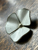 Modern Mid Century Norwegian Ivar T Holmsen Sterling Silver White Enamel Pansy Brooch