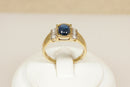 9ct Gold Cabochon Sapphire and Diamond Ring