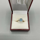 9ct Gold, Aquamarine and Diamond Ring