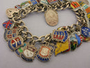 Vintage 1961 Silver Shield Crest Souvenir Travel Charm Bracelet 50 Charms 78 grams
