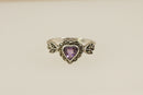 Silver Amethyst & Marcasite Heart Ring