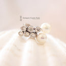 Handmade 18ct White Gold Cultured Pearl & Diamond 0.33ct Earrings