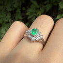 Vintage Platinum Emerald & Diamond Cluster Ring