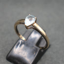 9ct gold teardrop aquamarine solitaire ring