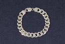 Hefty Silver Flat Curb Link Bracelet with Lobster Clasp