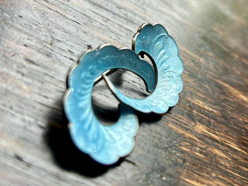 Modern Mid Century Norwegian Ivar T Holmsen Sterling Silver Powder Blue Enamel Brooch