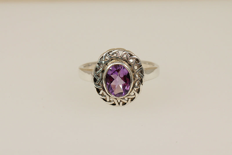 Silver & Amethyst Celtic Knot Ring