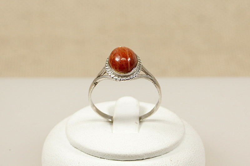 Silver & Goldstone Cabochon Ring