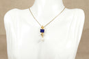 Silver Gilt ‘Studio’ Design Lapis Lazuli, Citrine & Fresh Water Pearl Pendant & Chain