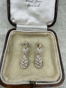 Vintage Gold on Silver Diamond Set Drop Earrings