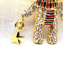 Festive Rhinestone Christmas Teddy Bear Brooch