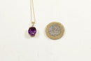 9ct Gold Large Amethyst Solitaire Pendant & Chain