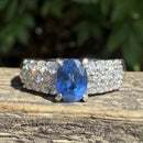 Platinum Sapphire and Diamond Pavé Ring, 1.14ct Oval Sapphire, Pt900