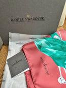Vintage Swarovski Silk Scarf: Exotic Bird Crystal Design, Unused in Box