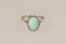 Pretty Silver Fire Opal Ring – Oval Cabochon Design