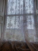 Alexandra Victorian period design white or cream cotton lace curtaining off the roll per metre 60" width