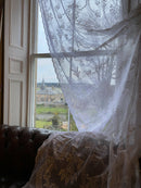 Alexandra Victorian period design white or cream cotton lace curtaining off the roll per metre 60" width