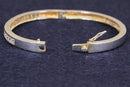 Stylish Sterling Silver Hinged Bangle with Square-Cut CZ