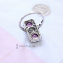 Art Deco Platinum Pink Sapphire & Diamond Ring