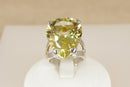 Huge Silver & Faceted Lemon Citrine Pear Statement Ring