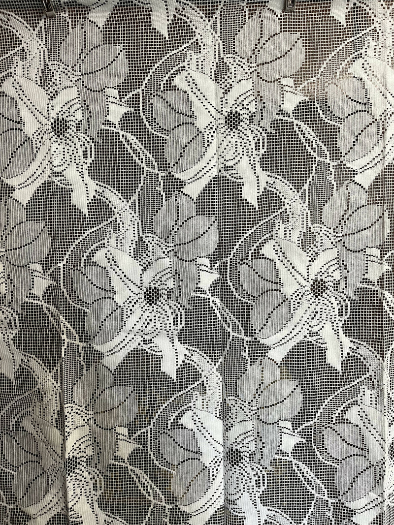 Beautiful Clematis Flower Lace Panelling off the roll sold per metre to finish in Bone 130cms wide