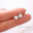 18ct White Gold Diamond Halo Cluster Earrings