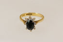 Classic 18ct Gold Midnight Blue Sapphire & Diamond ‘Diana’ Style Ring – Birmingham 1972