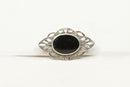 Vintage Silver & Onyx Brooch