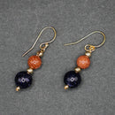 Bridget: Blue and orange gold flecked stone earrings