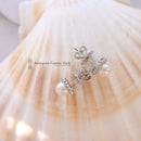 18ct White Gold Pearl & Diamond Cluster Earrings by Luke Stockley London