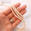 1980's Cultured Pearl 3 Row Necklace on Turquoise & Pearl Clasp