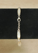 Pretty Sterling Silver, Mother of Pearl & CZ Link Bracelet