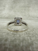 Vintage Silver Natural Tanzanite and White Topaz Square Cluster Ring