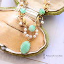 1960's 9ct Jade & Cultured Pearl Necklace by Cropp & Farr