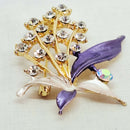 Vintage Enamel & Rhinestone Lily of the Valley Brooch